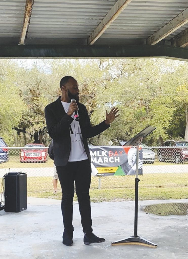2022 LaBelle MLK Day March keynote speaker, Donovan L. Gardner, encouraged the community to work hard, “learn baby learn, build baby build” and become the dream